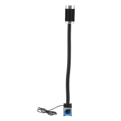 Top Shelf Led Machine Work Light With Heavy Duty Magnetic Base And Flexible Gooseneck Arm, black and silver design, ideal for garage use.