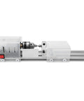 7 Level Speed Controlled Mini Milling Lathe For Woodworking With Aluminum Alloy Base And Steel Drill Chuck, side view showing precision components.