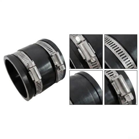 Top Notch Flexible Pipe Coupling Kit For 1 Inch PVC And Rubber Drain Repair Clamps Fast Fix For Leaky Sewer Lines Easy Install Plumbing Connection black rubber coupling with stainless steel hose clamps