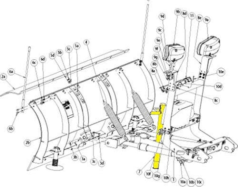 Diagram showing Heavy Duty A Frame Plow Support Jack For MD HD EX VX CM Models Keeps Blade Upright When Detached And Makes Attachment And Removal Easy