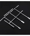 Complete 4 Piece Hex Socket Wrench Set Featuring Hella Durable Steel Allen Keys In 8 10 12 14 Mm Sizes With Badass Non Slip Handles on a black background.