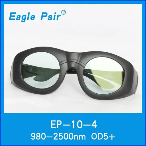 Heavy Duty Laser Safety Glasses Built Damn Tough With OD5 Plus Blockers shielding 980Nm through 2500Nm, black frame, front view.