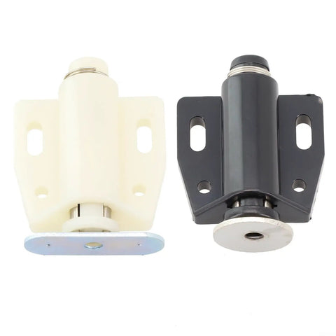 Push To Open Magnetic Cabinet Door Catch With ABS Plastic Round Buffer for wardrobe kitchen bathroom, black and beige finish