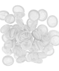 100 Piece Anti Static Nitrile Finger Sleeves For Electronic Repair And Cleanroom Work White Protective Coverings laid out in a pile.