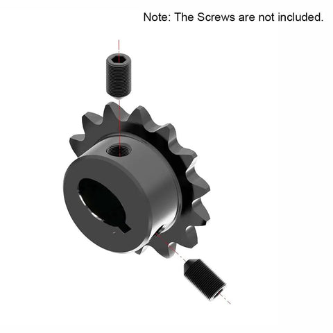 Heavy Duty Hardened Chain Sprocket 1 Inch Bore 15 Tooth 45# Steel Gears for Industrial Truck and Machine with Detail View.