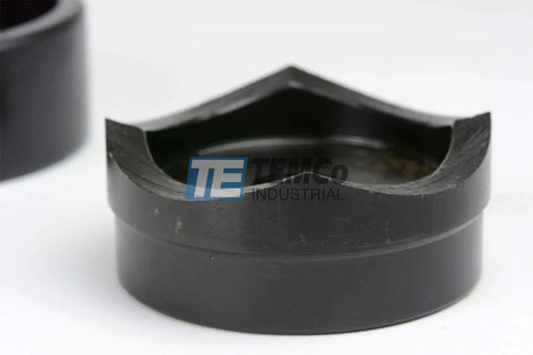 Close-up of 2-1/2 Inch Conduit Punch and Die Set for Hydraulic Knockout Driver With 3/4-16 Thread, black oxide finish, tool steel