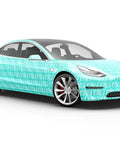 Car wrapped in Tie Dye Seafoam Spiral Matte Vinyl Film Wrap For Cars 59 Inch By 11 Foot Sheet Roll With Dope Bubble Free Air Egress