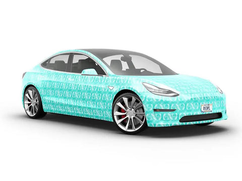 Car wrapped in Tie Dye Seafoam Spiral Matte Vinyl Film Wrap For Cars 59 Inch By 11 Foot Sheet Roll With Dope Bubble Free Air Egress
