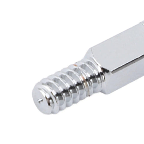 Close-up of Beefed Up Heavy Duty Stainless Steel Dive Tank Valve Stem For Scuba Gear With Easy Install And Durable Spindle Built To Last In Harsh Underwater Conditions, threaded end detail