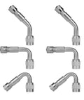 Six Pack Valve Stem Extenders Universal Tire Valve Extensions 45 Degree 90 Degree 135 Degree Angles For Cars, Motorcycles, And Scooters Copper Nickel Plated Adapters, Corrosion Resistant Car Accessories