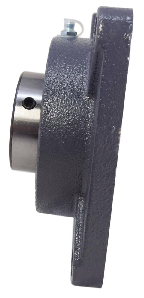 Side view of 2-3/8 Inch Four Bolt Flange Bearing With Two Set Screws UCF212-38 F4B-SC-206 cast iron housing and grease zerk