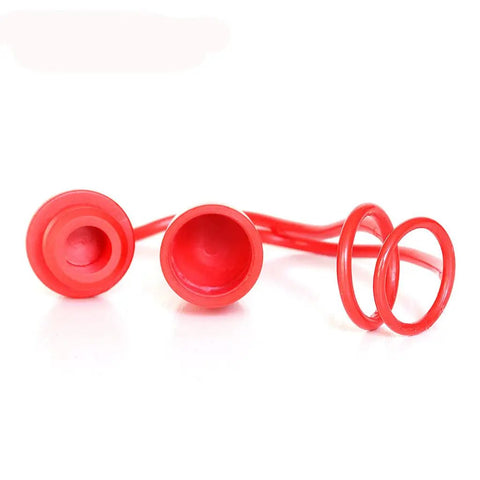 Two Pack 3/4 Inch Hydraulic Quick Coupler Dust Cap Covers For ISO A And ISO B Quick Disconnects Tearproof Red Molded Cap