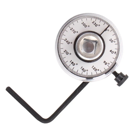 Beefed-Up Torque Gauge Tool Ratchet Wrench With Built-In Torque Meter For Precise Car Repair And Tuning, Half Inch Drive, 360 Degree Readout With Clear Markings, Durable Silver Finish For Long-Lasting Performance, shown with degree dial