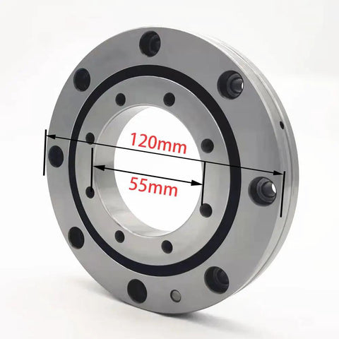Pro Machine Shop Grade Robotic Arm Cross Roller Bearing Slewing Ring Assembly, 120mm OD, 55mm ID, precision engineering for automation.