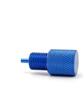 Rock Solid Brake Proportioning Valve Bleeder Tool For PV2 And PV4 Disc And Drum Systems, blue metallic finish, compact design.