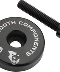 Ultralight Stem Cap With Integrated 5mm Spacer For Bike Cockpit, Black 6061T6 Aluminum, shown with bolt for headset