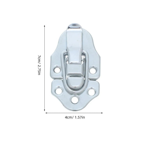 Retro Draw Latch Lock Set For Jewelry Boxes Silver Metal Hasp Buckle With 25mm And 16mm Hole Spacings Easy Install shown vertically