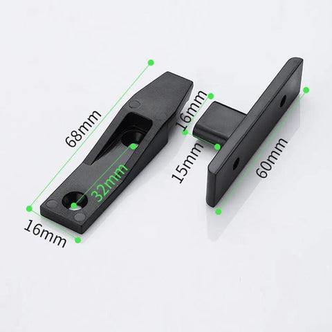 Push In Panel Clips For Kitchen Plinths And Cabinet Mounting Quick Release Fasteners With Concealed Fixing Black ABS with dimensions