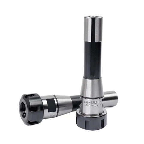 R8 ER Tool Handle With Durable Collet Chuck For Precision Milling Machine And CNC Projects Featuring M12 Thread ER32 Shank In Metric System That Rock, showcasing R8-ER25 design.