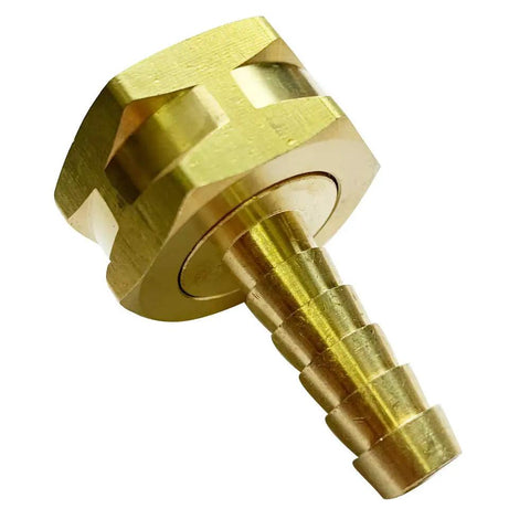 Brass Garden Hose Connector Swivel Fitting Three Eighth Inch Barb To Three Quarter Inch Female GHT Thread With Rubber Washer No-Fuss Quick-Connect Hose Fittings Leak-Free Durable Two-Pack, brass hose fitting