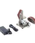 Heavy Duty Stainless Steel 100W Electric Belt Sander Featuring Variable 4500 To 9000 Rpm Settings with motor and power adapter