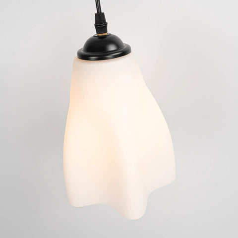 Kiven Instant Light Conversion Kit for 4/5/6inch Hole, 2-Light Glass Farmhouse Lighting pendant light with white glass shade.