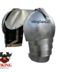 Medieval Iron Gorget And Spaulders Shoulder Armor Set For LARP SCA Knights Handcrafted Steel Pauldrons And Vambrace Pair Silver