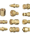 Beefy Acetylene Gas Cylinder To Regulator Adapter Brass Connector For CGA-200 CGA-300 CGA-510 CGA-520 Welding Gear Built For Quick Leak Free Connections displayed in various views.