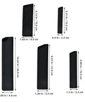 5 Piece Cutter Protective Covers Set With Flocking Lining showing various sizes, black compact ABS knife sheaths for safe storage.