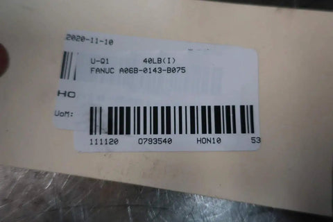 3 Phase Servo Motor 2.8 kW 3000 RPM 155V AC Heavy Duty Pro Grade for CNC and Industrial Robotic Systems Shaft Diameter 1.375 in Model A06B-0143-B075 High Torque Servo label