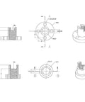 Technical diagram of Anti Backlash Nut for 8mm Acme Lead Screws 2mm Pitch T8 Style, brass and stainless steel, CNC and 3D printer parts.