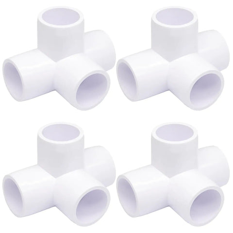 4 Pack 1/2 Inch PVC Fittings 4 Way Elbow Connector Furniture Grade For DIY Shelving And Storage Frames, white connectors