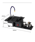Heavy Duty Badass 1850W Portable Table Saw Station Built Tough For Knockout Jade Cutting Carving And Polishing Smooth All In One Multifunction Woodworking Power Tool With Five Piece Kit with measurements shown.