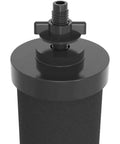 Premium Black Water Filter Element Cartridge For Berkey Countertop Purification System With Dope Coconut Activated Carbon Filtration Comparable To BB9 Two Filter Set For Cleaner Water And Great Taste, shown from top angle, with connector detail.