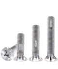 Snag This Slick 100 Piece Clear Pc Plastic Countersunk Screw Assortment M2 To M8 Sizes showing various sizes and cross drive tips.
