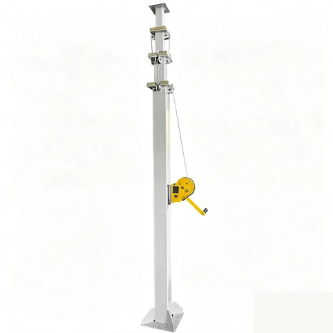 Pro Grade Manual Telescopic Lifting Mast With Kickass Hand Crank Winch And No Sweat Height Locking for heavy duty use