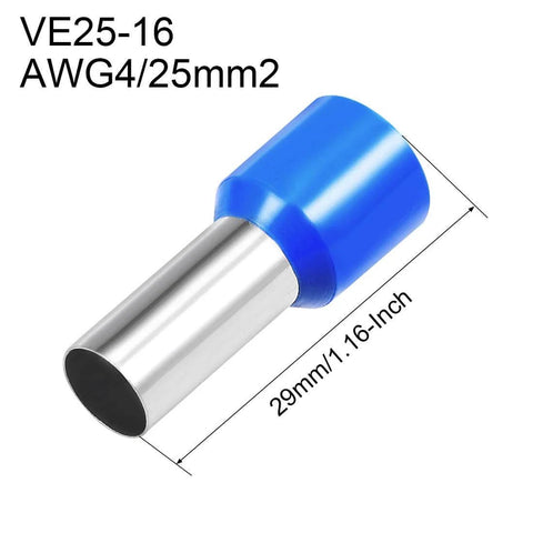 Blue Copper AWG4 Wire Ferrules Insulated Terminal Ends VE25-16 10Pcs Crimp Connectors Kit For Safe Reliable Pro Grade Electrical Wiring
