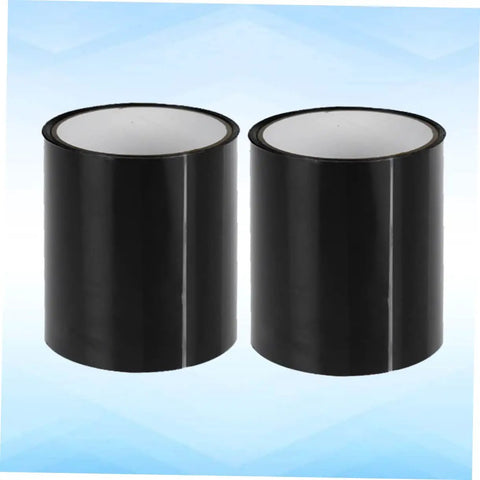 2 Pack PVC Repair Tape Leakproof Sealing Tape For PVC Pipe Joints; Black rolls on a blue background.