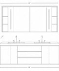 66 Inch Freestanding Double Sink Bathroom Vanity With Led Mirror And Textured Wood Finish design dimensions drawing