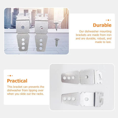 Heavy Duty Iron Dishwasher Mounting Bracket Kit Locks Your Rig Down Tight So You Slide Out Racks With Zero Wobblies Solid Anti Tip Base For Granite Countertops Comes Loaded With Pro Grade Screws And Hardware, showing durable iron brackets.