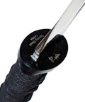 Close-up of the minimalist tsuba on a 30.5 Inch Full Tang Wakizashi Samurai Sword With 65Mn Spring Steel Blade Oil Tempered Edge.