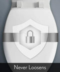 Elongated Plastic Toilet Seat With Easy Clean And Change Hinges, Four Color Matched Bumpers, Solid Plastic Construction, Non Corrosive Bolts
