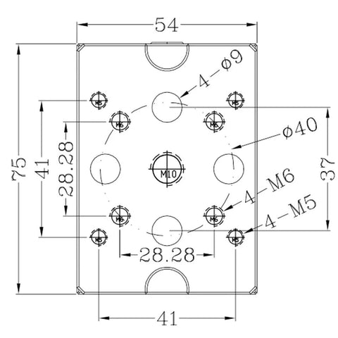 Technical dimensions of CNC Self-Centering Vise For Precision Milling H54-8-55L, 75x54x58mm, rust-resistant 4CR13H steel.