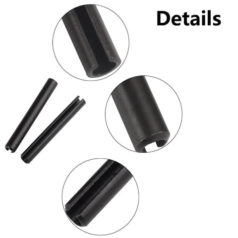 Close-up of spring steel split dowel pin from 390 Piece Spring Steel Split Dowel Pin And Tension Roll Pin Assortment Kit With 13 Sizes M1.5 To M6