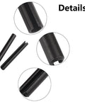 Close-up of slotted pins from the 390 Piece Spring Steel Pin Assortment Kit With 13 Sizes From M1.5 to M6, black finish, detail view