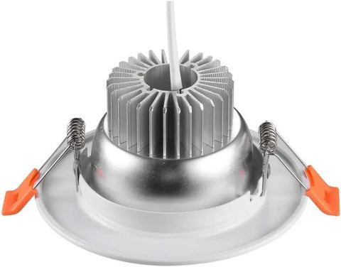 iumLeap Recessed Lighting Housing Trim Kits Indoor Spotlight LED Downlights 6pcs_Warm Light, overhead view of metal housing.