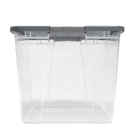 Pro Move Clear Plastic Storage Totes With Secure Gray Locking Lids, 64 Quart Capacity, Big Boy Containers Perfect For Closet Garage And Home Organization, Straight Up Durable And Lowkey Essential, Set Of 2