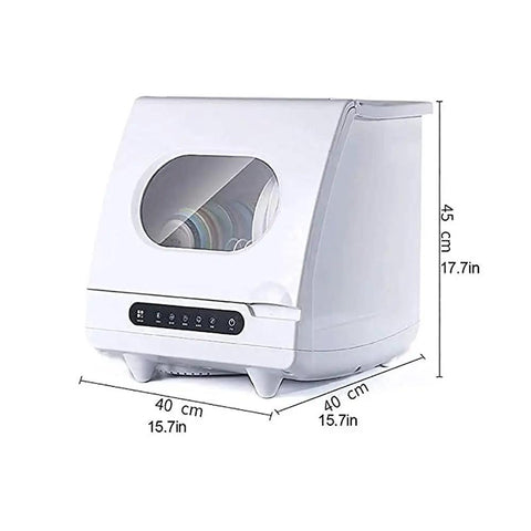 Slick Countertop Dishwasher With Stainless Steel Tub And Six Place Settings Rack Portable Kitchen fix shown with dimensions, ideal for tight spaces.