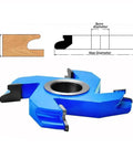 Heavy Duty Four Wing Carbide Tipped Shaper Cutter For Slick Finger Pull Cabinet Door Profiles shown with dimensions for accurate setup.