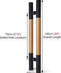 Heavy Duty Solid Wood Door Pull Handle Set For Sliding Barn Doors And Glass Doors Back To Back Install Waterproof Finish Comfortable Grip Indoor Outdoor Use Silver Black Finish 32 Inch Length